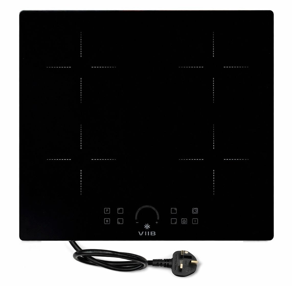 VIIB Induction Hob 60cm, 4 Zone Electric Cooktop, 7000W Built-In Hob, Hardwired Installation (No Plug), Touch Control, Booster, Timer, Child Lock, Auto Shut-Off, Black Glass – Star Burst Zone Design — view 8