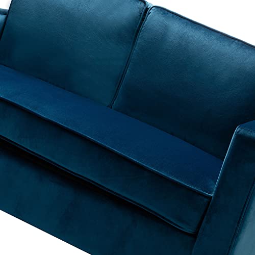 Hulala Home Modern Velvet Loveseat Sofa With Gold Legs, Comfy Upholstered Small Love Seat Couch With Removable Cushions, 2-Seater Sofa For Bedroom Living Room, Navy #TOP6