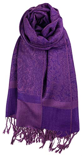 Plum Feathers Tapestry Ethnic Paisley Pattern Pashmina Scarf grape