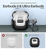 Dexnor for Bose QuietComfort Earbuds II Case (2022) & Bose QuietComfort Ultra Earbuds Case (2023), Secure Lock Clip Rugged Case Shockproof Protective Cover with Carabiner & Keyring - Black - Image 2