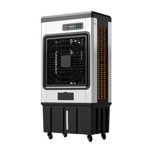 Mobile Klimaanlage ohne Abluftschlauch, Verdunstungsluftkühler mit Eisakkus, Leiser Kühlventilator mit Lenkrollen für Wohnraum Gewerbe black