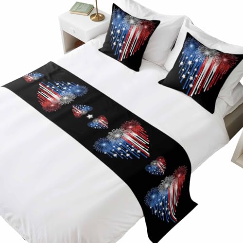 4th of July Bed Runners for King Size Bed, Independence