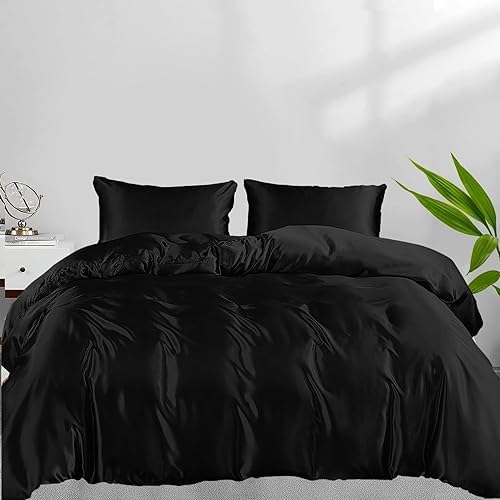 LINENWALAS White Double Duvet Cover 3Pc Set Organic Bamboo Bedding Set Double Anti Allergy Comforter Cover Set 200x200 Soft, Cooling, Luxury Bamboo Bedding Double Size Quilt Cover (White)