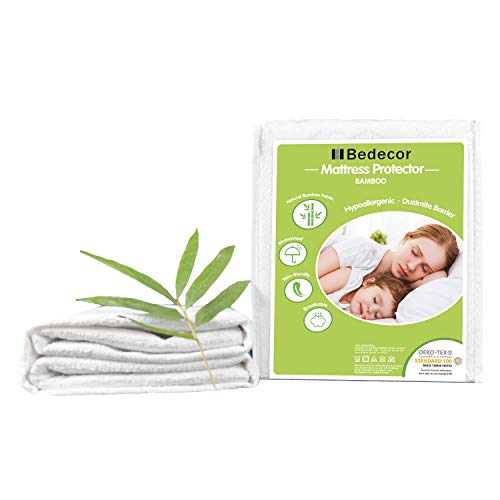 Bedecor-Protetor de colchão impermeável, bambu, 30 cm de profundidade, adequado para a pele, sem ruído e hipoalergénico - 200 x 200 cm