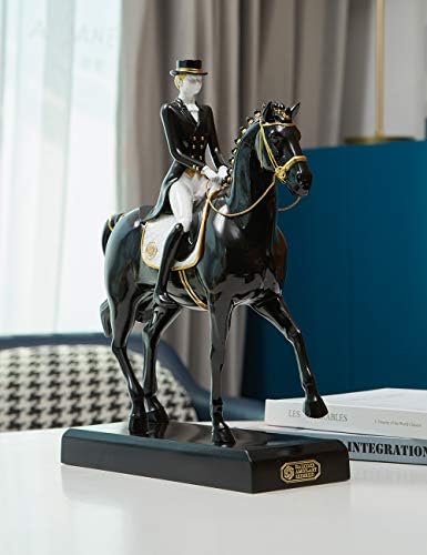 NENBOLEC Figurine Statue Horse Sculpture Home Decor Polyresin Equestrian Gifts 34cm