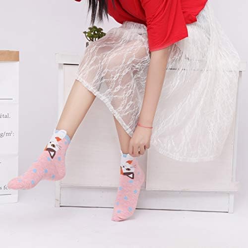 RedMaple Casual Cute Cartoon Socks 5 Pairs - Novelty Cotton Funny Animal Crew Socks for Women and Girls