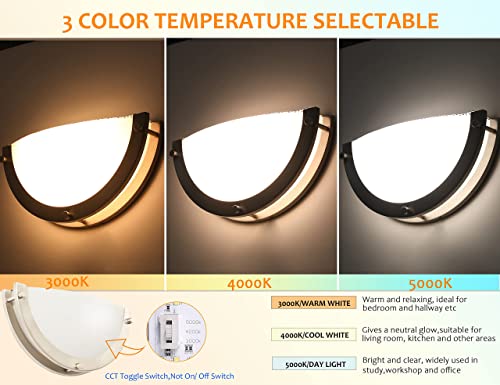 Cloudy Bay 12-Inch Cri90+15W 3000K/4000K/5000K Color Temperature Adjustable Dimmable Led Wall Sconce, Etl Listed Led Half Moon Wall Fixture, Brushed Nickel #TOP1