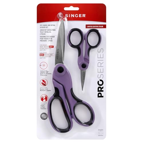 SINGER ProSeries Fabric & Detail Sewing Scissors Set Lilac 2 Count