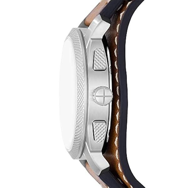 Fossil Machine Cronógrafo reloj de acero inoxidable para hombre con caja de 42 mm y correa de piel sintética