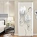 3D Türaufkleber Türtapete selbstklebend TürPoster Schöne weiße Blume 95x215cm Türfolie Poster Tapete Fototapete Wasserdichte abnehmbare Tapete Vinyl Tür Aufkleber Innentür Schlafzimmer Badezimmer Küc