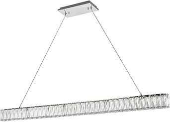 Elegant Decor Indoor Modern Monroe Integrated LED chip Light Chrome Chandelier Clear Royal Cut Crystal - 47.6x1.6x3
