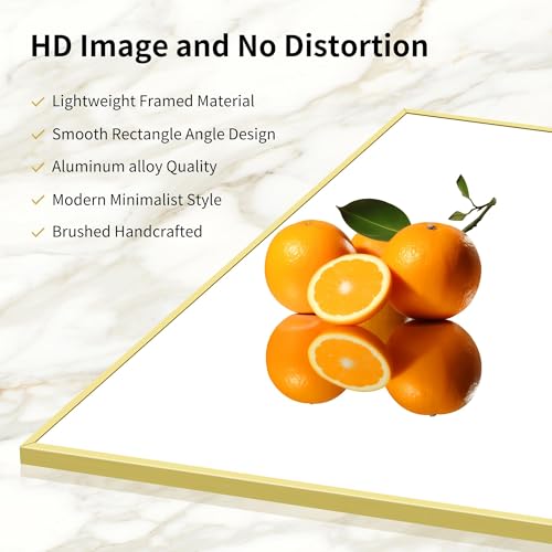 Image of COFENY Gold Bathroom Mirror for Wall, 30x36 Inch Rectangle with Metal Frame, Modern Vanity for Bathroom Living Room, Entryway Hangs Horizontal or Vertical