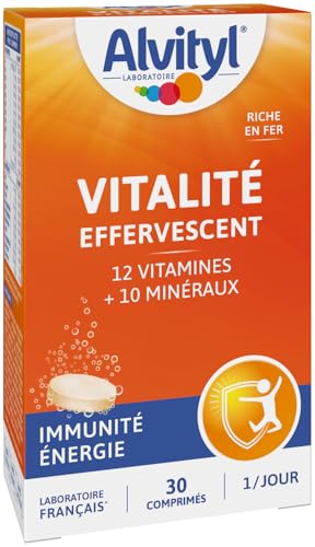 Alvityl - Comprimés effervescents Vitalité - 12 vitamines et 10 minéraux - Dès 12 ans - 30 comprimés