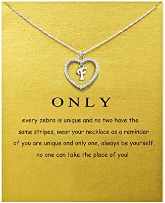 Heart Initial Necklace for Women Personalised Silver Necklace Letter A-Z Name Pendant a Necklaces CZ Jewelry Message Card Gifts for Girls
