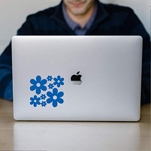 Image of Groovy Daisy Flower (Azure Blue) (Set of 2) Premium Waterproof Vinyl Decal Stickers for Laptop Phone Accessory Helmet Car Window Bumper Mug Tuber Cup Door Wall Decoration