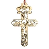 Jolette Designs Nativity Cross Christmas Ornament Gift, Real Wooden Decor for Tree, Office, Car. Uni