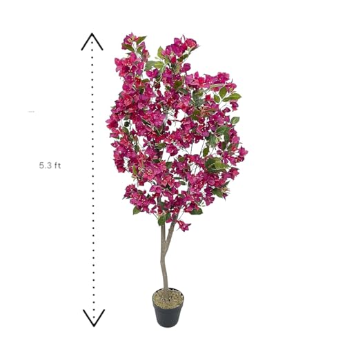 Image of Fox & Fern Artificial Bougainvillea Plant | with Basic Pot | Elevate Any Corner of Your Home /Office | Ornamental Plant Best for Home Decor (Pack of 1) (Ht. 4Ft) (Bougainvillea150cm Pink)