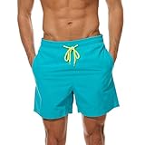 FREDRM Mens Swim Trunks Quick Dry Boardshorts with Mesh Lining Above Knee Swimwear Bathing Suits (Sky Blue, XL)