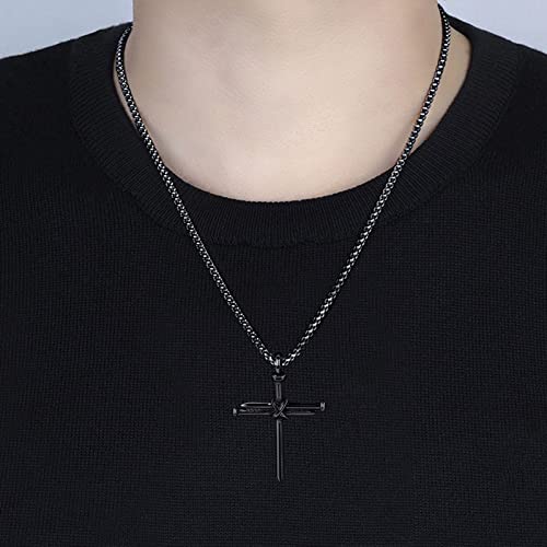 SuoFrun 2Pcs Stainless Steel Cross Nail Necklace Vintage Punk Men Women Jesus Christ Couple Friendship Pendant Necklace Christian Jewelry2