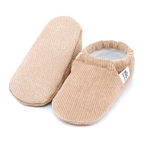 Ella Bonna Corduroy Velvet Baby Booties Newborn Baby Booties Infant Slipper Booties Unisex Months Girls Boys, Beige Cover