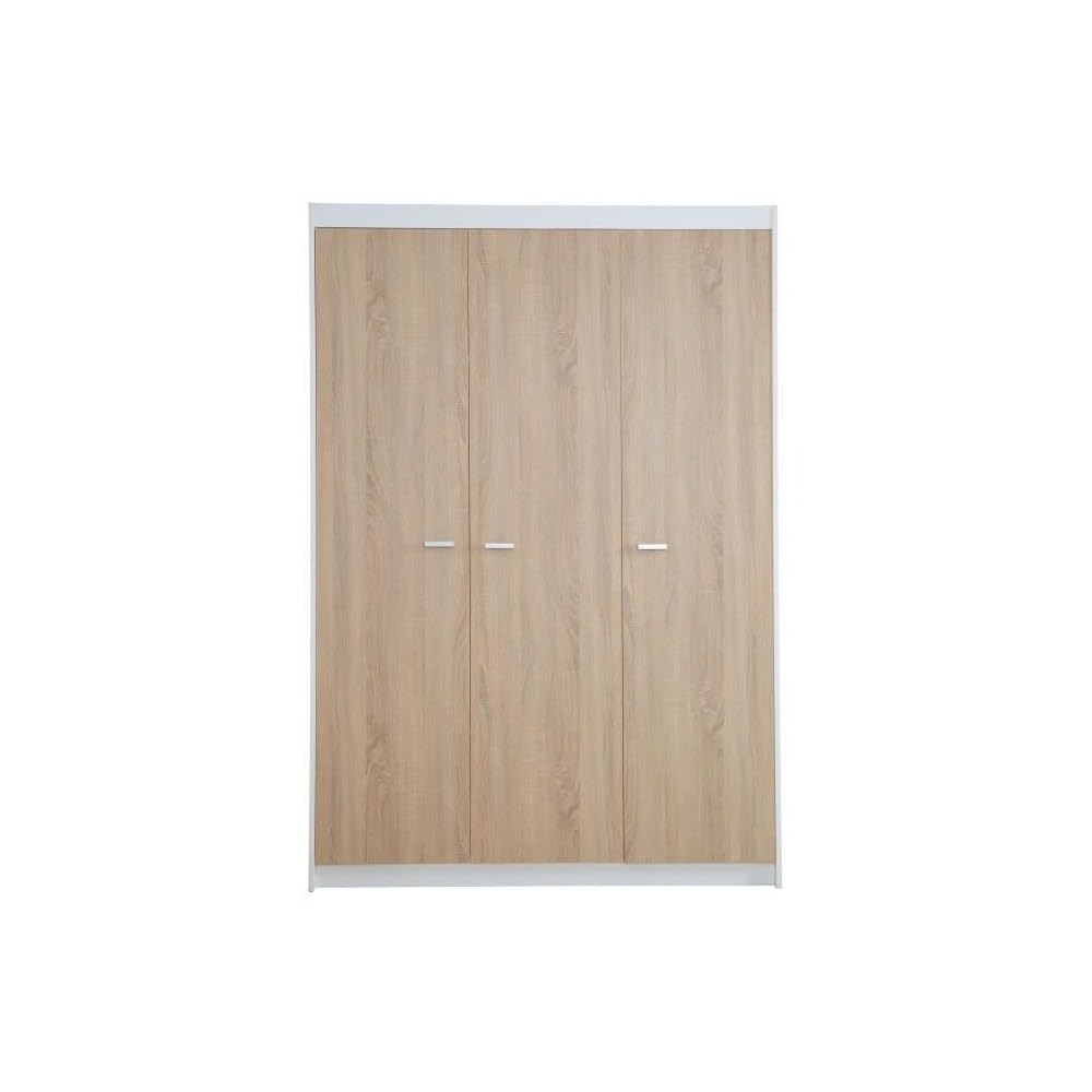 roba Chambre Bébé Complète Gabriella - Lit Évolutif 70 x 140 cm + Commode à Langer + Armoire 3 Portes - Blanc / Décor Bois