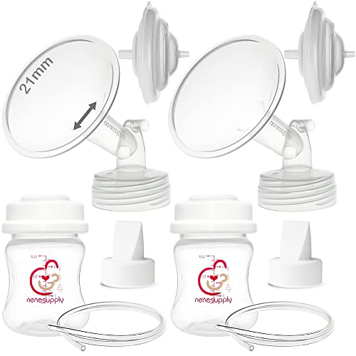 Image of Nenesupply Pump Parts Compatible with Spectra S2 S1 9 Plus Breast Pump to Replace Spectra Pump Parts S2 Accessories Flange 21mm Duckbill Valve Tubing Bottles Backflow Protector