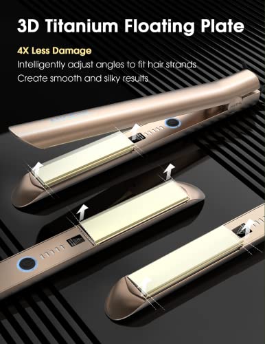 Image of ANGENIL Nano Titanium Flat Iron Straightener and Curler 2 in 1, Fast Heating, Dual Voltage 1 Inch Styling Iron for All Hair Types