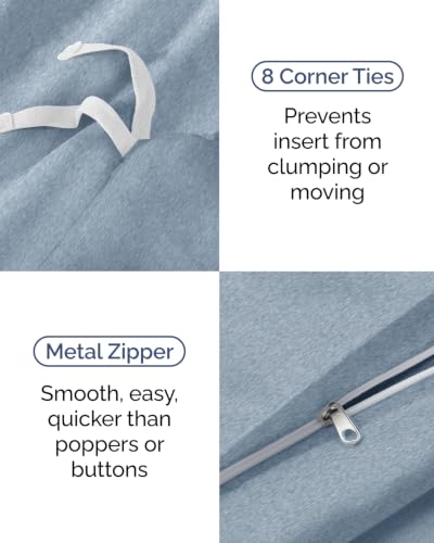 Image of Duvet Cover Twin /Twin XL - 2 Piece Set, College Dorm Room - Heathered Blue