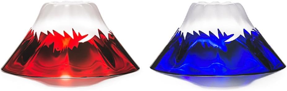 Tajima Glass Cups Blue and Red Pair 55ml [Japan's Minister of Economy, Trade and Industry Award Winner] Handmade Edo Glass Ochoco Mt. Fuji Celebration Cup | Made in Japan