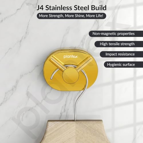Image of Plantex J4 Stainless Steel Robe Hook /Clothes Hanger for Wall /Hangers for Bathroom /Bathroom Accessories (PVD Gold Finish) Onix