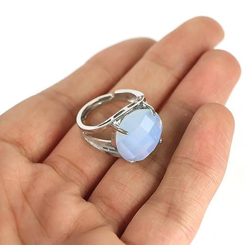 Image of Reiki Crystal Products Adjustable Rings, Round Cutting, Amethyst, Black Tourmaline, Goldstone brown, Green Jade, Lapis Lazuli, Opalite, Red Jasper, Rose Quartz, Tiger eye, Gemstone Ring