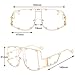 COTIA/Fashion Square Sunglasses Women New Oversized Mirror Men Shades Glasses Luxury Brand Metal Rivet Fashion Female Eyewear (gold clear)