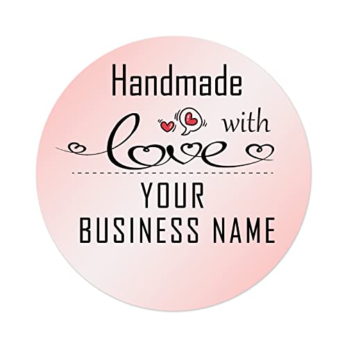 Inshoney 300pcs Custom Stickers Homemade/Handmade with Love Stickers for Business Logo Labels Personalized 1.5inch/2inch (Heart)