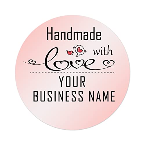 Inshoney 300pcs Custom Stickers Homemade/Handmade with Love Stickers for Business Logo Labels Personalized 1.5inch/2inch (Heart)