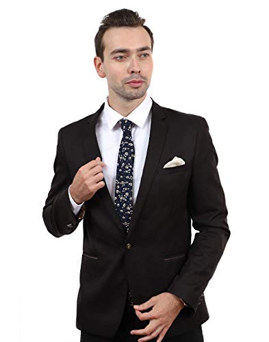 Image of JESLANG Men's Cotton Printed Floral Tie 2.56 inch Skinny Narrow Necktie Various Designs