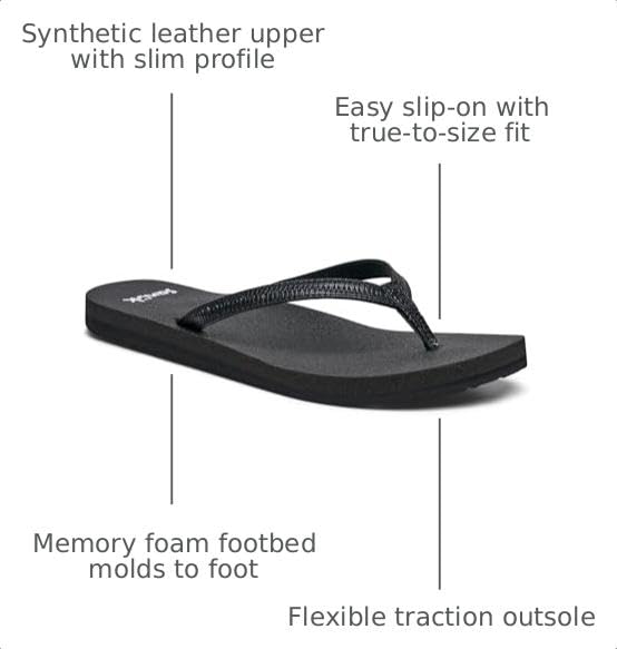 Image of Sanuk Yoga Joy Womens Flip Flops | Yoga Mat Footbed | Sandals for Women | Womens Yoga Sandals | Women's Beach Sandals