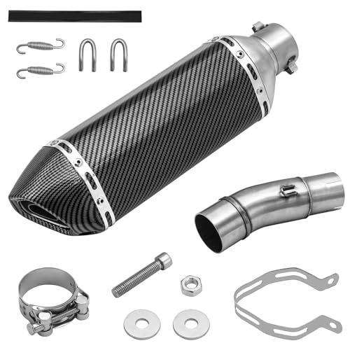 Slip on Exhaust for Kawasaki Ninja 400 Z400 2018-2023 Motorcycle Muffler with Removable Baffle Stainless Steel/Aluminum Easy Installation (No Welding)