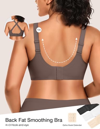 Image of VRVOCIE Wireless Bras for Women No Underwire Crossover V Mesh Seamless Supportive Bralettes Full Coverage Everyday Bra