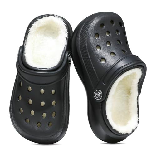 Image of Girls' Boys' Fur Lined Clogs Cozy Slip-on Winter Fuzzy Slippers