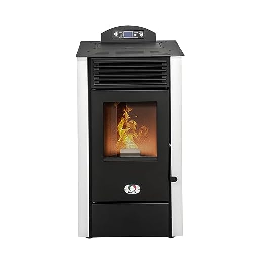 STUFE A PELLET ITALIA California 8 kW, 91% eficiencia, 70 m², 20 h, programable 5 velocidades y potencia, diseño compacto, 24 meses, blanco