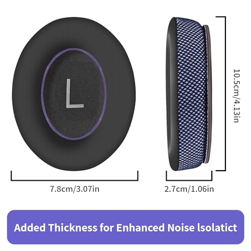 Almohadillas de Gel Refrescante para Auriculares, Repuesto para Bose QC25/QC35/QC45/AE2/AE2i/AE2w, Almohadillas con Tela Ice Silk - Negro/Púrpura miniatura 6