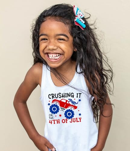 Image of 4th of July Tank Tops Boys Girls American Flag Shirts Kids Patriotic USA T-Shirt Cotton Sleeveless Tees Tops 1-7T