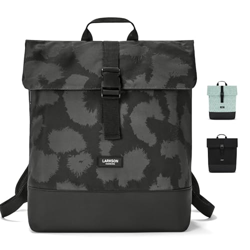 LARKSON Mochila Mujer y Hombre Gris Leo - Tammo - Para Portátiles - Trabajo, Universidad y Viaje - Backpack Enrollable y Ligero - Repelente al Agua
