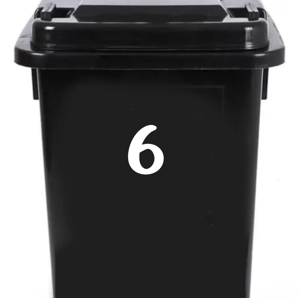 Pack of 4 House Number Wheelie Bin Stickers - Waterproof Decals - Easy-to-Apply - Recycling Boxes - Party Decorations (6) โ image 1