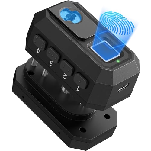 AINIRO Biometric Trigger Lock, Gun Trigger Lock for Rifles and Shotguns, Handguns, Quick-Access Gun Lock with Key, Keypad, Fingerprint; Shotgun Lock for Car, Bedside, Drawer