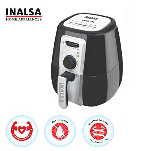 Image of Inalsa Air Fryer ACTIV FRY-1400W with 4.2L Cooking Pan Capacity, Timer Selection and Fully Adjustable Temperature Control, (Black /Grey)