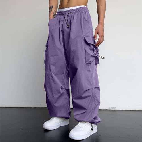 Men's Cargo Pants with Flap Pockets & Drawstring Elastic Waist Trouser Casual & Techwear Joggers Streetwear2