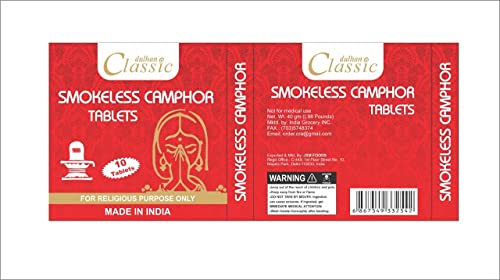 Dulhan Classic Classic Smokeless Camphor Tablets 10 Tablets Crystals Camphor Tablets