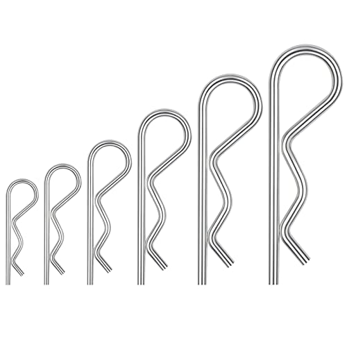 30 Stück Verzinkter RC Clips Splinte, Leryati Splinte Sortiment mit Sortimentskasten, 6 Modelle Splinte Set Sicherungssplint, Splinte Federstecker Set für Autos Gartengeräte Schlepper Rasenmäher