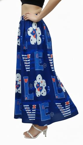 Image of VAGISHA Women's 4-Metre Flared Long Skirt | Skirts for Women Long Length | Long Skirts for Girls | Ethnic & Boho Printed Wear with Elastic Waist | Perfect for Party, Festive & Casual Look